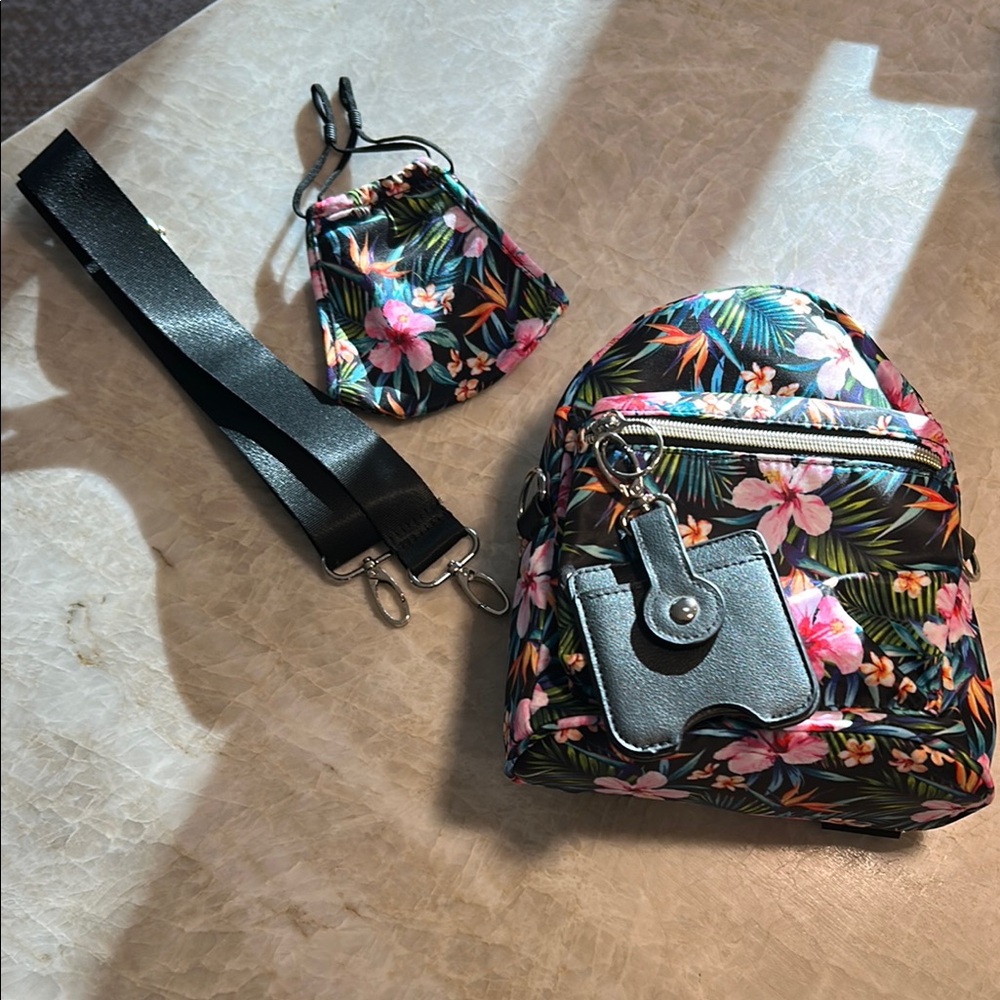 Floral Women's Backpack with Black Accents